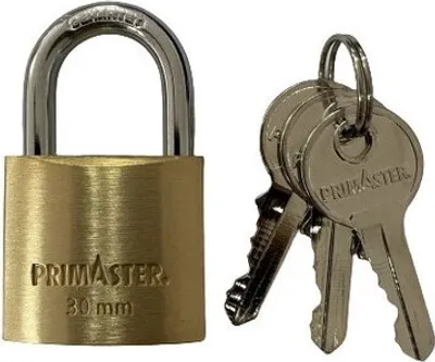 Produktbild von Primaster Vorhängeschloss Messing 50 mm inkl. 3 Schlüssel
