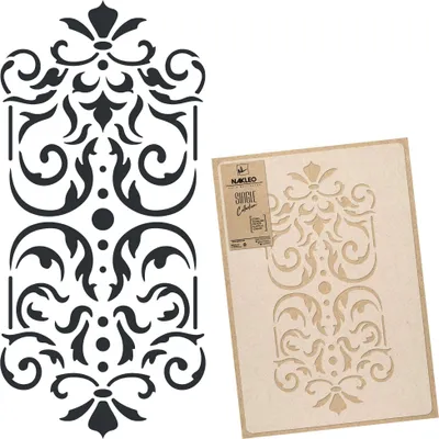 Produktbild von Große Malschablonen M 43x64 cm, Klassisch Barock Ornament Muster, Wiederverwendbare Kunststoff Wandschablone