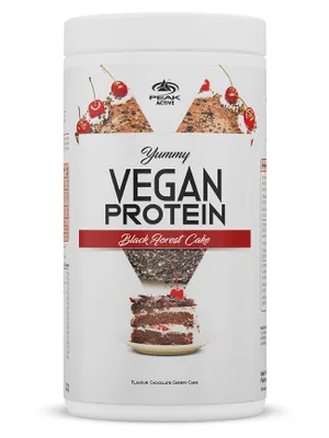 Immagine prodotto di Yummy Vegan Protein - 450g : Torta della Foresta Nera I polvere I sapore eccellente I proteina multicomponente a base vegetale I proteina di zucca I proteina di fava I proteina di pisello I proteina di mandorla I proteina di canapa I profilo aminoacidico completo I alto valore biologico I non OGM I senza lattosio I senza glutine