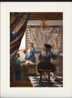 Produktbild von Johannes Vermeer Gerahmtes Bild Mit Edlem Passepartout | Wand-Bilder | Im Bilderrahmen - Die Malkunst, 1666 (80 x 60 cm)