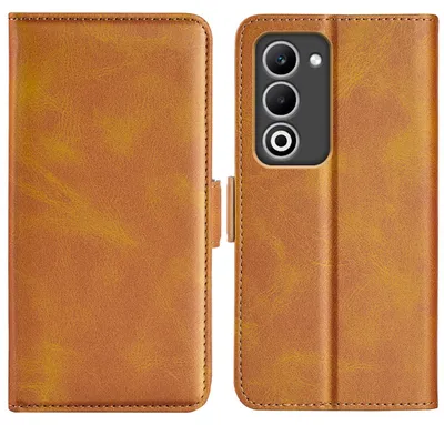 Productafbeelding van MobyDefend Hoesje - Geschikt voor Oppo A5 5G  -  Luxe Wallet Book Case (Sluiting Zijkant) - Lichtbruin