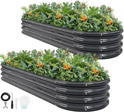 Image de Bordure de jardin surélevée - Bac de culture surélevé - Jardinière surélevée - Bac pour serre - Bac à légumes - Acier galvanisé