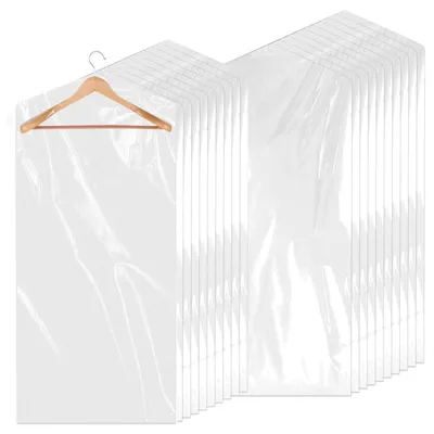 Image de Housses de protection pour vêtements – 30 pièces, en plastique – Pour costumes, robes, vestes et chemises – Transparentes, 60 x 120 cm