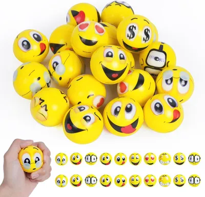 Productafbeelding van Stressballen - Set van 20 - Emoji ballen voor tiener - Volwassenen - 4.5 cm