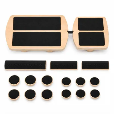 Produktbild von Holz Fuß Dehnboard Balance Board 1,5cm dick, ergonomisch gewölbt mit 12 Massagekugeln, Waden Dehnung & Fußtraining für Yoga & Reha