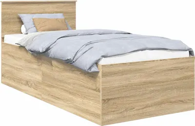 Zdjęcie produktu dla vidaXL Rama łóżka z wezgłowiem dąb sonoma 120 x 200 cm materiał drewnopochodny