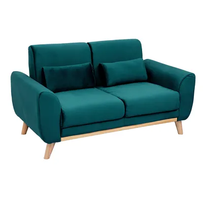 Produktbild von Miliboo - Skandinavisches 2-Sitzer-Sofa in petrol Samt EKTOR