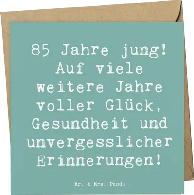 Produktbild von Mr. & Mrs. Panda Grußkarte Spruch 85. Geburtstag Freude - Meeresbrise - Geschenk, Glückwunschkarte, feiern, unvergessliche Erinnerungen, anlasskarte, Geburtstagsgeschenk