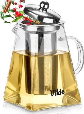 Produktbild von Vilde | Teekanne mit Siebeinsatz - 920 ml - Hitzebeständig - Mit Edelstahl Filter - Für Losen Tee - Teebereiter