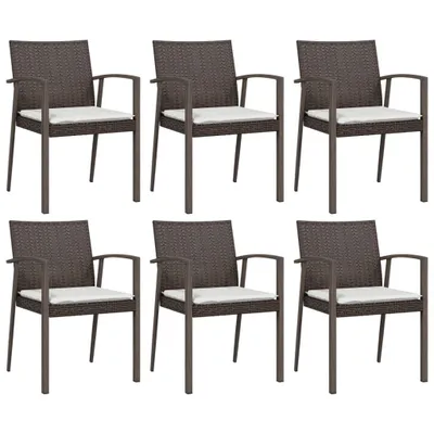 Produktbild von Gartenstühle mit Kissen 6 Stk. Braun 56,5x57x83 cm Poly Rattan