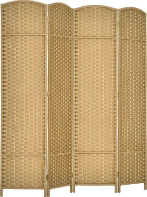 Obrázek produktu pro HOMCOM Paraván, 4dílný, 160 x 170 cm, přepážka z přírodního borového dřeva