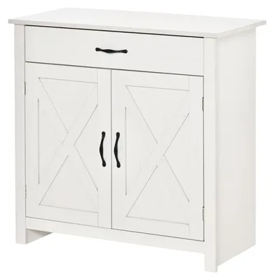 Produktbild von Wohnzimmer-Sideboard, Aufbewahrungsm?bel mit Schublade, 2 Scheunentš¹ren und verstellbarem Einlegeboden, 80 x 39,7 x 80 cm, wei?