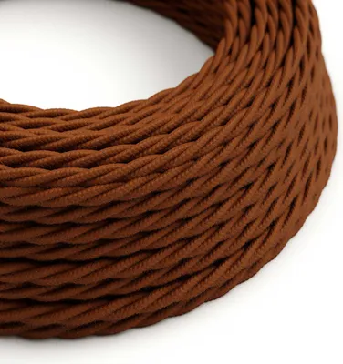 Immagine prodotto di Creative-Cables Cavo elettrico rivestito in tessuto, 3x0,75 mm², 50 m, Marrone Cannella TC23, Trecciato, cotone