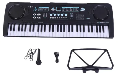 Produktbild von Elektronisches Keyboard mit 61 Tasten, 100 Klängen, 100 Rhythmen, 50 Demostücken, 2 Stereolautsprechern, LED-Anzeige, Mikrofon- und Kopfhöreranschluss – Elektronische Keyboards für Kinder