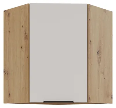 Produktbild von Küchen Eckhängeschrank 60x60 cm Küche SOLANO Kaschmir beige matt + Eiche Artisan matt Küchenzeile Küchenblock Einbauküche