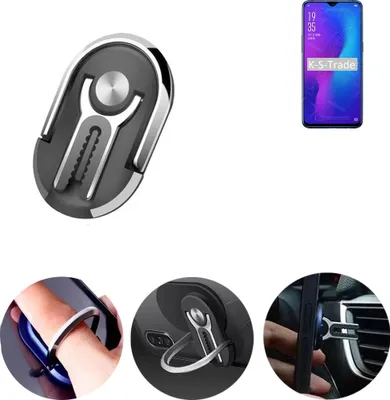Produktbild von K-S-Trade 3in1 Smartphone-Ring Handy-Ring kompatibel mit Oppo R17 Pro Fingerhalterung  Handyring Tischständer Lüftungsgitter-Halterung Tisch