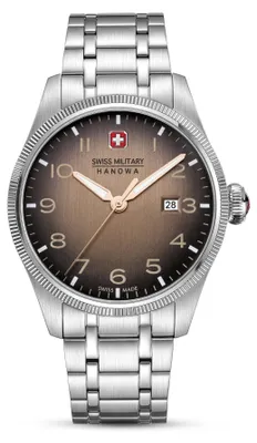 Produktbild von SWISS MILITARY HANOWA Herrenuhr Quarzuhr silber / braun onesize Herren 43 mm SMWGH0000807
