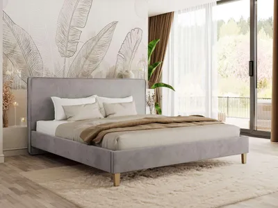 Produktbild von MKS MEBLE Polsterbett LUMARO CLASSIC 180x200 mit Lattenrost & Kopfteil, Modernes Doppelbett, Wahlweise mit Multipocket Matratze - ELORI LUX - Hellgrau Velvet