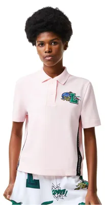 Image de Polo pour femmes Lacoste Holiday, coupe classique, en Coton, couleur rose, taille XS