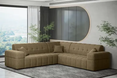 Produktbild von Ecksofa Designersofa NANCY in Stoff Neve Hellbraun Seite Universal