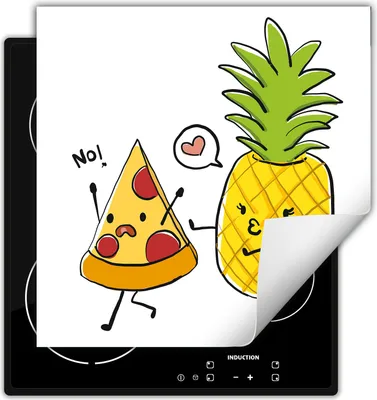 Produktbild von DarHaus Herdabdeckplatte 60x52 cm Anti Rutsch Matte Aufrollbar, Pizza - Ananas