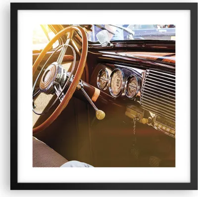 Produktbild von Gerahmtes Poster - Schwarzer Rahmen - Auto Retro Vintage - 40x40 cm - Wand Bild - Wanddeko - Wandbilder - Kunstposter - Wandposter - Bilderrahmen - Bilder - Kunstdruck - P2BAC40x40-4939