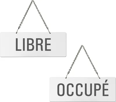 Produktbild von Hängeschild | Wendeschild Libre Occupé | Melamin weiß | Format 175x65 mm