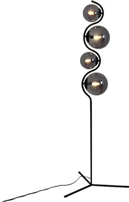 Produktbild von Stehlampe, schwarz, Glas rauch, 4 flammig, H 160 cm