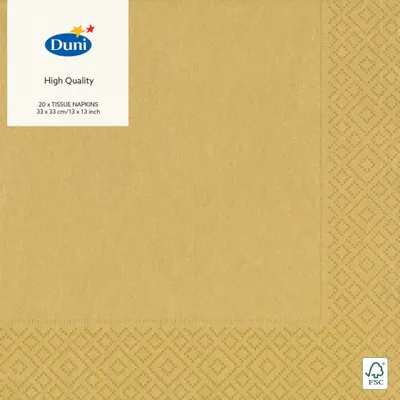Produktbild von Weihn.Zelltuchserviette gold 20 Stück DUNI 105804/ Uni 33 cm 3lag