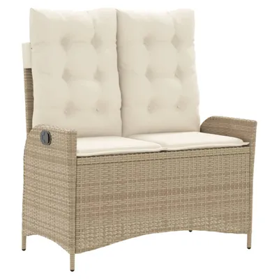 Produktbild von Gartenbank Verstellbar mit Kissen Beige Poly Rattan