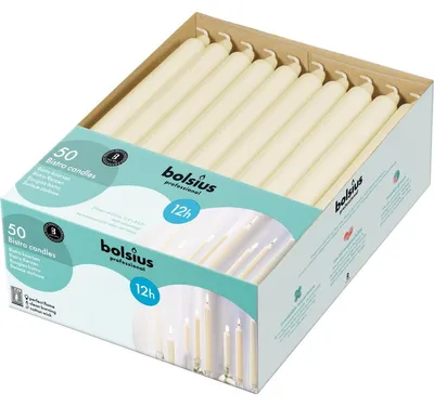 Productafbeelding van Bolsius Tafelkaars 290/22, kleur ivoor (50 stuks)