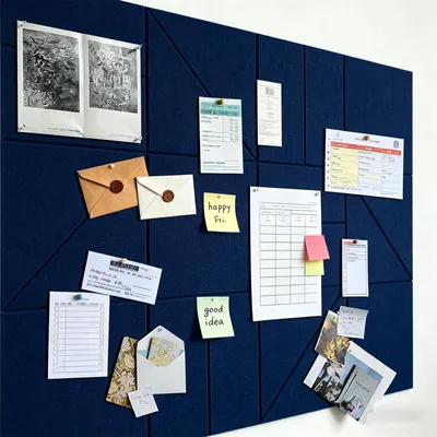 Produktbild von Große Filz-Pinnwand, selbstklebend, 120 x 90 cm, marineblau, 0,9 cm dick, Memoboard, Visionboard, Wanddekoration
