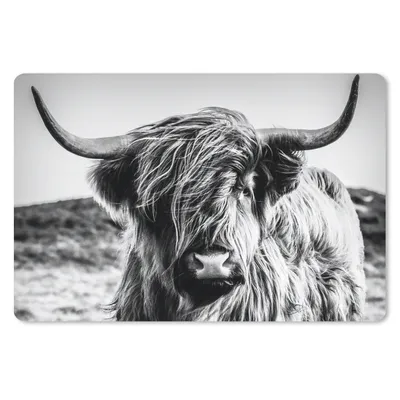 Produktbild von MuchoWow® Mauspad Mousepad Schottischer Highlander - Natur - Kuh - Schwarz - Weiß 27x18 cm - Mousepads - Maus Mat - Pad - Mausunterlage - Büroartikel - Desk Matten