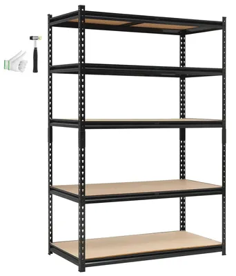Image de Étagère de garage – Étagère de stockage robuste avec 5 niveaux – Capacité de charge de 900 kg – Étagères métalliques réglables – Étagère de rangement en acier – 120 x 60 x 183 cm