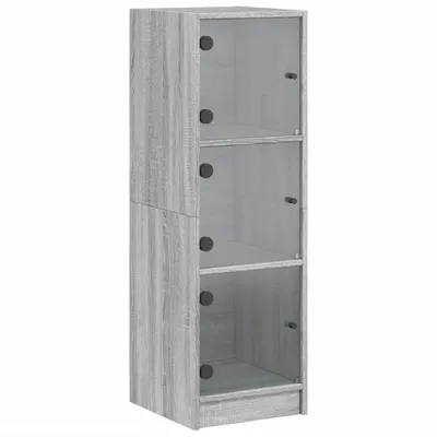 Obrázek produktu pro Highboard se skleněnými dvířky šedý sonoma 35 x 37 x 109 cm