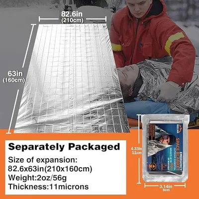 Notfalldecke Rettungsfolie 210 x 160 cm - 12 Stück - Wasserdicht, Leicht und Langlebig - Perfekt für Auto, Camping und Erste