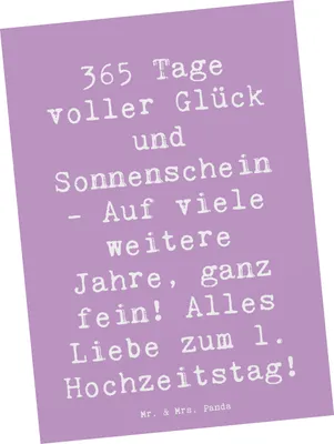 Produktbild von Mr. & Mrs. Panda Postkarte Spruch 1. Hochzeitstag Papierhochzeit - Lavendeltraum - Geschenk, Liebe, Postkarten, Heiraten, Ansichtskarte, Glückwünsche, bildkarte, Heirat
