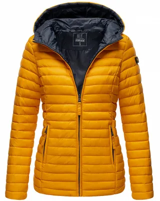 Produktbild von Marikoo Asraa Leichte Damen Herbst Steppjacke mit Kapuze Übergangsjacke Winterjacke Gelb Gr. 34 - XS