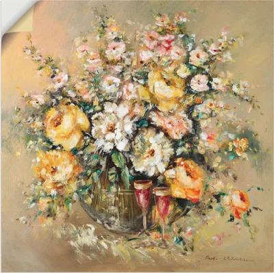 Produktbild von ARTland Wandbild, selbstklebend Blumen und Spirituosen Größe: 40x40 cm