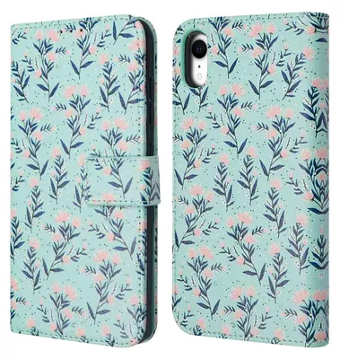 Imagen del producto de Funda Tipo Libro con Diseño para Apple iPhone Xr - Blue Flowers