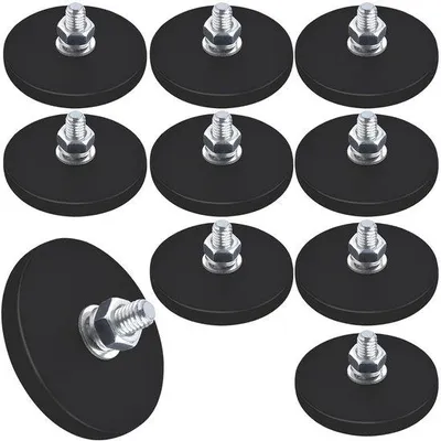 Produktbild von Runde Neodymium Magneten 43mm mit M6 Gewinde und Schrauben