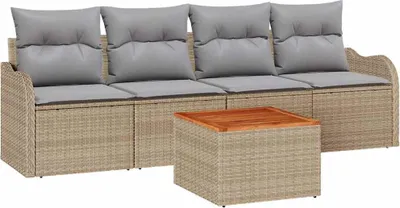 Obrázek produktu pro vidaXL Zahradní set křesel a pohovky, 5 kusů, béžová barva, polyratan