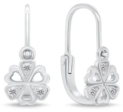 Produktbild von Sparkling Silver Flower Earrings for Girls EA189W