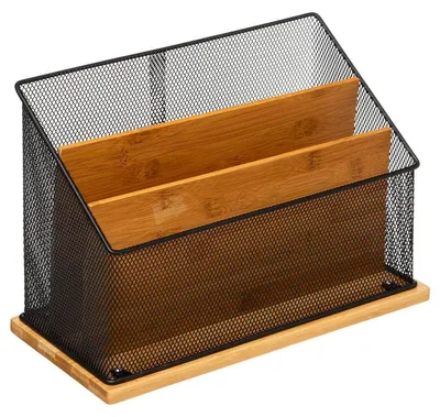 Produktbild von Schreibtisch-Organizer aus Metall Bambus schwarz 29 cm Modern Deko