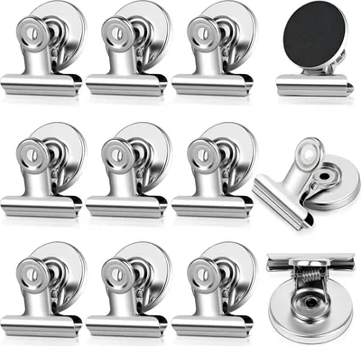 Produktbild von Zilberne kratzfeste Magnete - 12 Stück - magnetische Clips