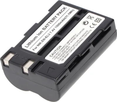 Produktbild von Akku passend für Nikon EN-EL3, EN-EL3a Li-ion, 7,4V, 1500mAh, 11,1Wh