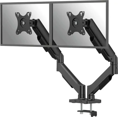 Produktbild von Monitor-Halterung Doppelmonitorarm mit Gasfeder für 2 Monitore jeweils 2–9 kg (bis 32 Zoll, neigbar, schwenkbar und um 360° drehbar, VESA75x75/100x100