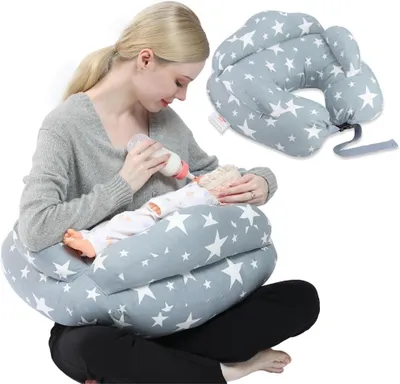 Immagine prodotto di Cuscino per l'allattamento XXL, cuscino per la gravidanza, cuscino per chi dorme su un lato, cuscino per il bambino - Cuscino per la gravidanza con fodera in cotone per l'allattamento