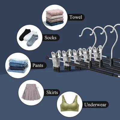 Produktbild von Kleiderbügel 20 Stück - Verstellbare Klemmen für Hosen und Röcke, Antislip, Platzsparend