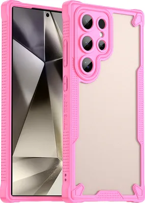 Immagine prodotto di Custodia protettiva per Samsung Galaxy S24 Ultra, lato posteriore traslucido opaco, custodia bumper in TPU Rosa